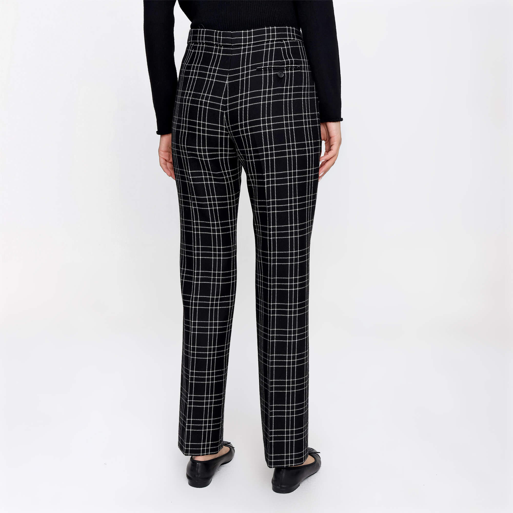 Alexander McQueen - Black&White Plaid Wool Pants